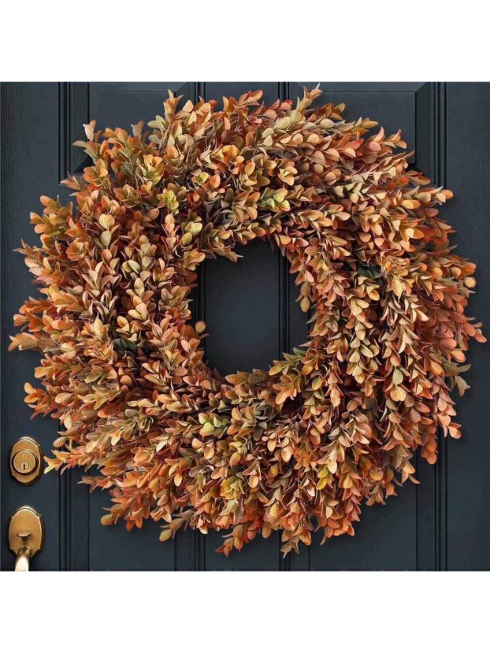 Artificial Fall Azalea Leaves Wreath for Front Door Decor(